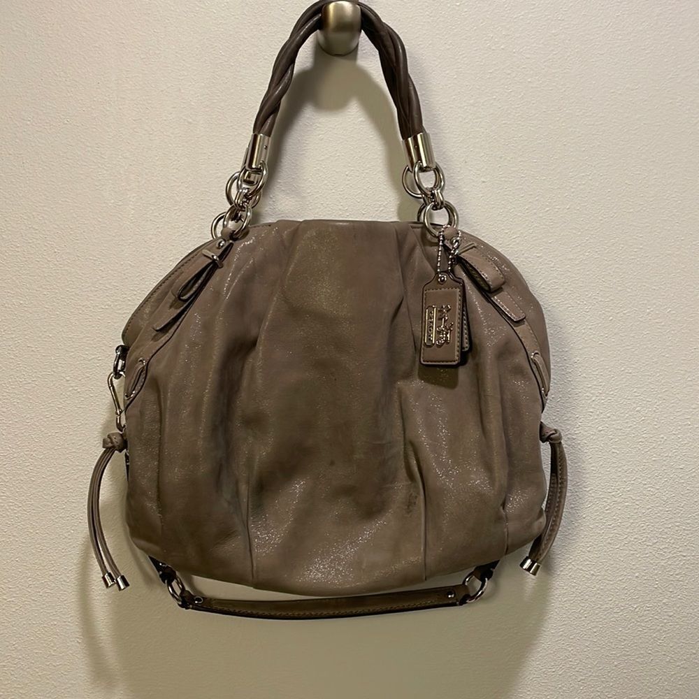Coach Sophia grey pleated leather satchel